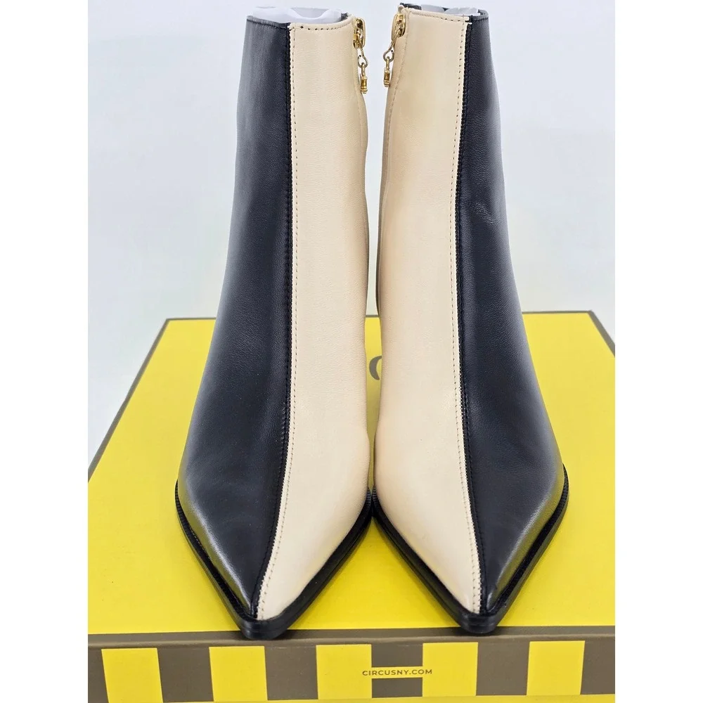 Circus NY Yuki Ankle Boots Women 6 Black Vanilla Two Tone Pointed Toe - New